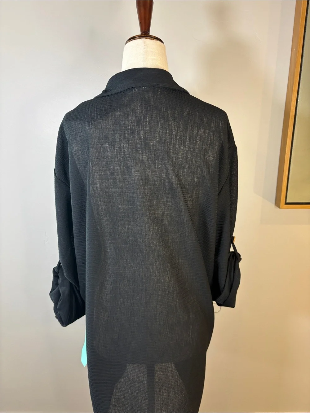 Liz Claiborne Black Button-Front Swim Coverup